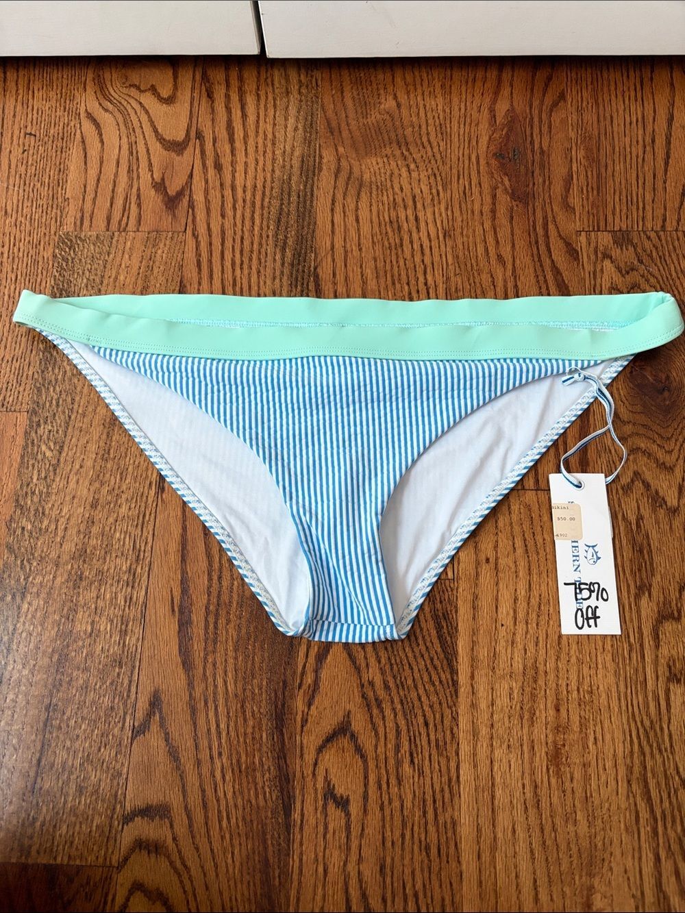 Southern Tide Blue & Mint Stripe Bikini Bottom Size XL New with Tags
